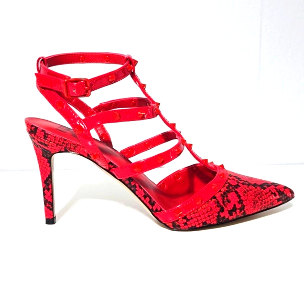 Mix No 6 Laboni Pump Red Snakeskin 8M 4"Heels - Picture 3 of 8